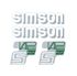 SIMSON: Set Klebefolie, Aufkleber für SIMSON Tank und Seitendeckel, silber/weiß/grün - VAPE-POWER-INSIDE