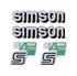 SIMSON: Set Klebefolie/ Aufkleber für SIMSON Tank und Seitendeckel, silber/schwarz/grün, VAPE-POWER-INSIDE